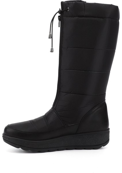 Kadın Siyah Fermuarlı Kauçuk Taban Comfort Kar Botu fırsatları