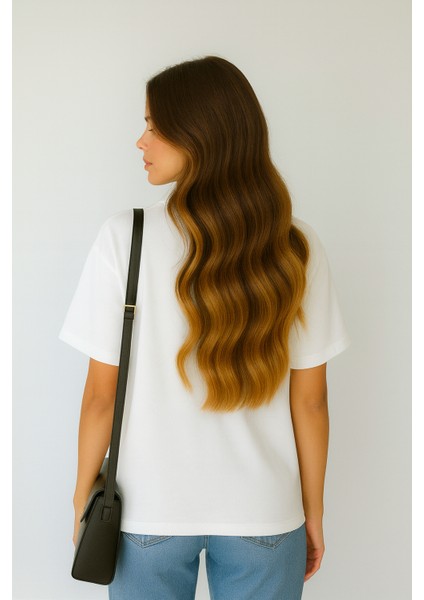 Store %100 Organik Pamuk Nefes Alan Tok Yumuşak Dokulu Premium Yarım Oversize Bisiklet Yaka Basic Kadın/Unisex Tişört Beyaz fiyatları