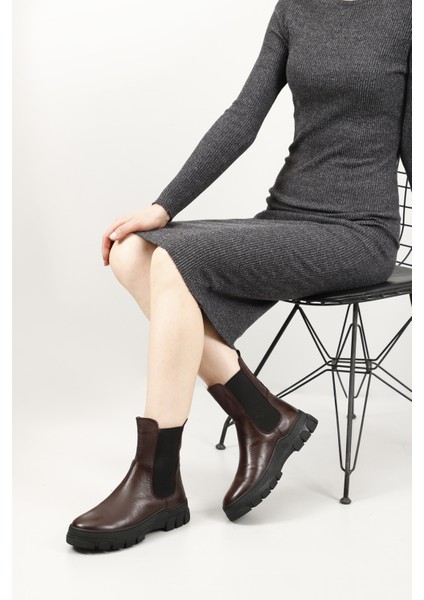 Kadın Bordo Kauçuk Taban Hakiki Deri Chelsea Bot fiyatları