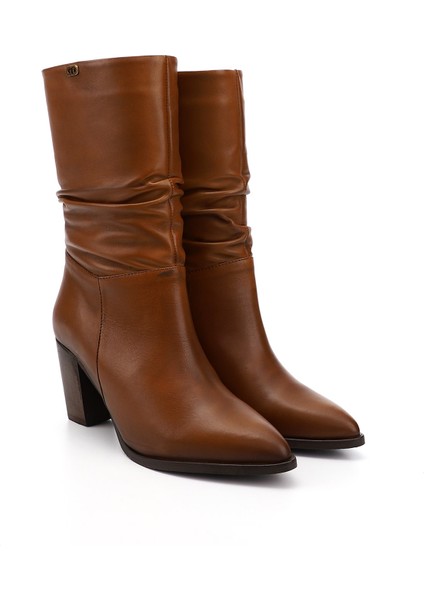 Kadın Taba Sivri Burun Körüklü Kalın Topuklu Hakiki Deri Çizme modelleri