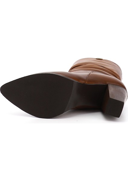 Kadın Taba Sivri Burun Körüklü Kalın Topuklu Hakiki Deri Çizme indirimleri