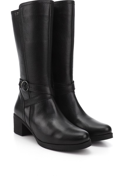 Gön Hakiki Deri Yuvarlak Burun Kauçuk Taban Topuklu Fermuarlı Kadın Çizme 46575 modelleri