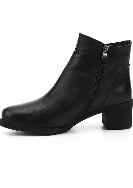 Kadın Siyah Fermuarlı Kalın Topuklu Hakiki Deri Bot modelleri