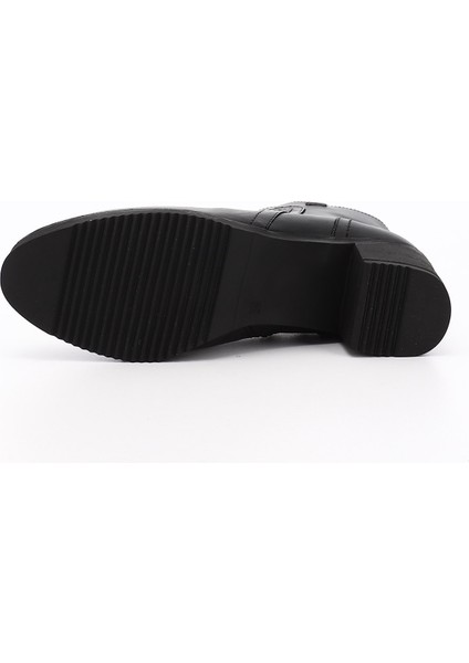 Kadın Siyah Fermuarlı Kalın Topuklu Hakiki Deri Bot fırsatları