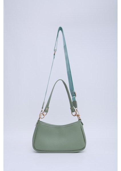 Mint Yeşil SHK113 Suni Deri Astarlı Fermuarlı Ayarlanabilir Askılı El, Kol ve Omuz Çantası
