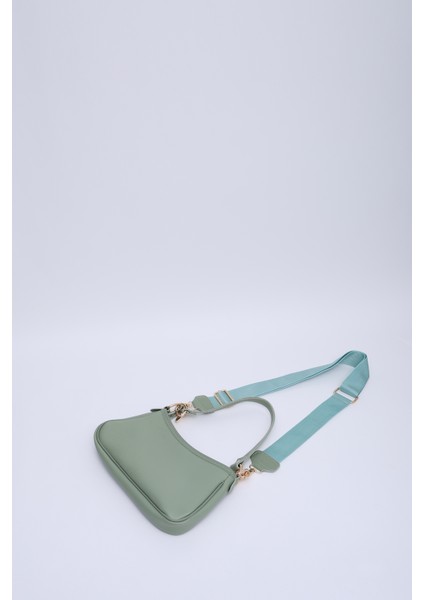 Mint Yeşil SHK113 Suni Deri Astarlı Fermuarlı Ayarlanabilir Askılı El, Kol ve Omuz Çantası