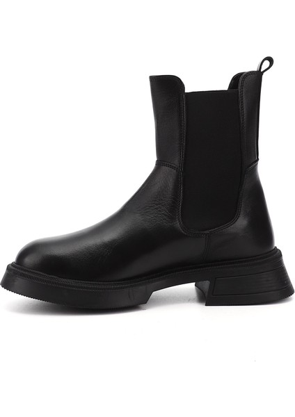 Kadın Siyah Kalın Taban Hakiki Deri Chelsea Bot fırsatları