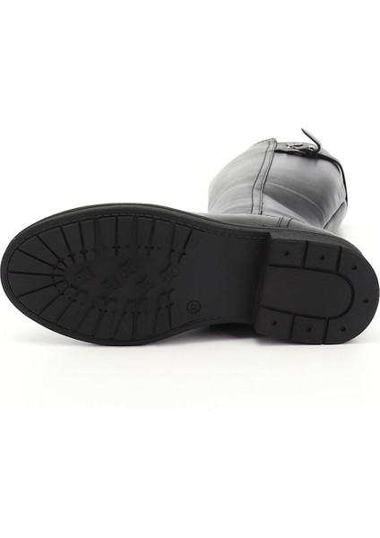 Kadın Siyah Fermuarlı Kauçuk Taban Hakiki Deri Çizme fırsatları