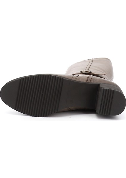 Gön Hakiki Deri Yuvarlak Burun Kauçuk Taban Topuklu Fermuarlı Kadın Çizme 46575 fırsatları