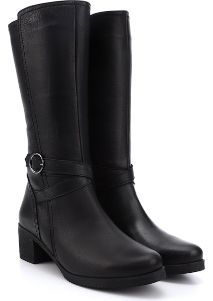 Gön Hakiki Deri Yuvarlak Burun Kauçuk Taban Topuklu Fermuarlı Kadın Çizme 46575 modelleri