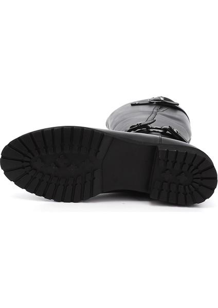 Kadın Siyah Fermuarlı Kauçuk Taban Hakiki Deri Çizme indirimleri