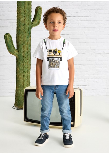 04-10 Yaş Erkek Çocuk Likralı Kot Pantolon - Kot Mavisi