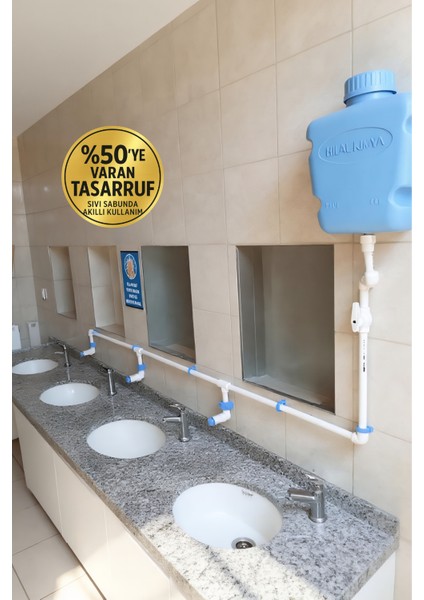 10 Kg Depolu Merkezi Sabunluk Sistemi – 2 Musluklu Butonlu – Okul, Cami, Yurt ve Fabrikalar için Endüstriyel Sıvı Sabunluk