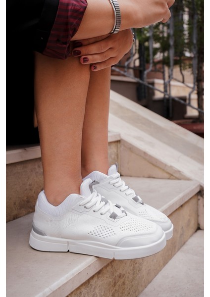 Kadın Sneaker Örgü Triko Koşu Ve Yürüyüş Spor Ayakkabı Norge Beyaz