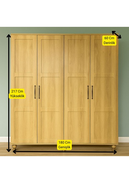 Alin Wood MDF 4 Kapaklı Genç Odası Dolabı – Doğal Görünüm fiyatları
