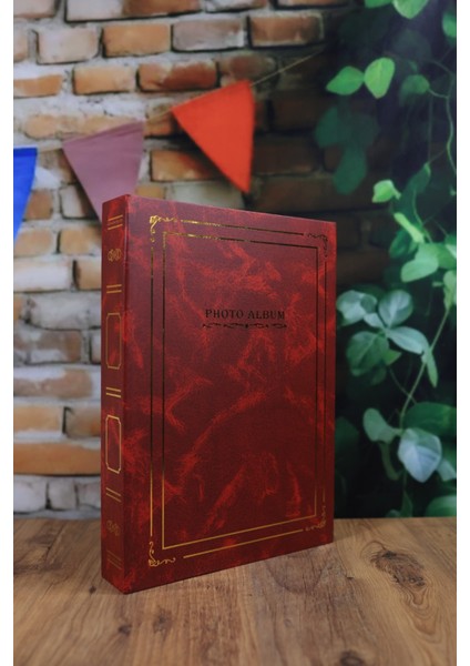 15x21 cm 200'lük Ciltbezli Deluxe Fotoğraf Albümü Bordo
