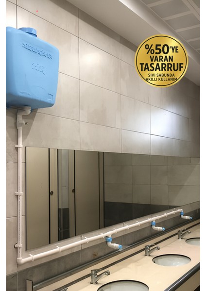 20 Lt Butonlu 6 Musluklu Merkezi Sistem Depolu Sıvı Sabunluk MAVİ