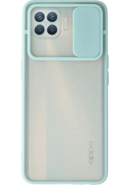 Oppo Reno 4 Lite Kılıf Palm Buzlu Kamera Sürgülü Silikon - Turkuaz - UST2413-7358
