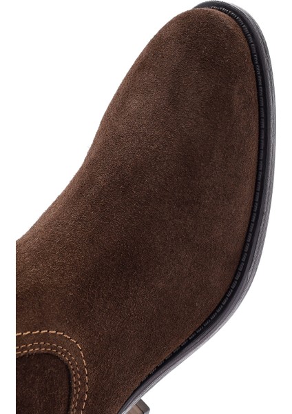 Kadın Kahverengi Kalın Topuklu Süet Deri Kovboy Çizme 25WFD140510