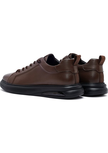 Erkek Kahverengi Bağcıklı Deri Sneaker 25WFD690518 indirimleri