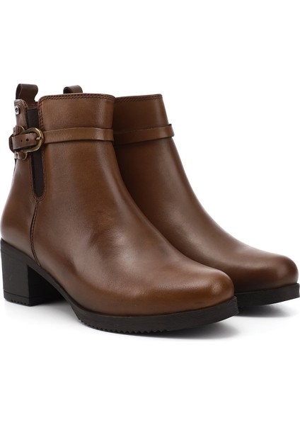 Kadın Taba Fermuarlı Kalın Topuklu Hakiki Deri Bot fiyatları