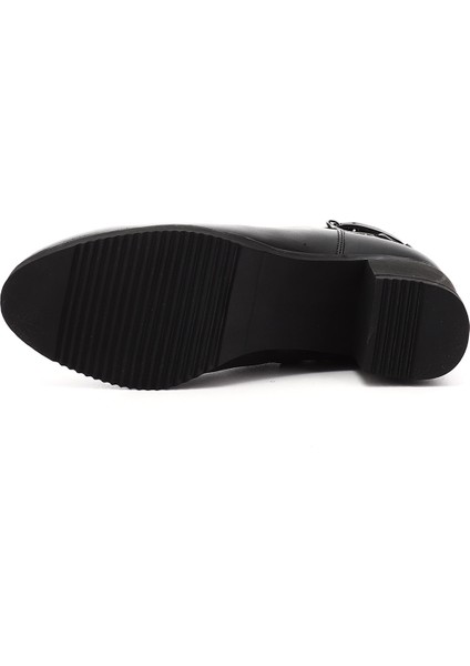 Kadın Siyah Fermuarlı Kalın Topuklu Hakiki Deri Bot fırsatları