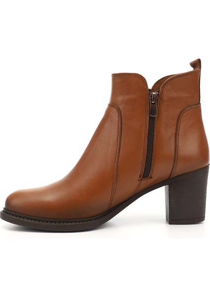 Gön Hakiki Deri Yuvarlak Burun Topuklu Fermuarlı Püsküllü Kadın Günlük Bot 39472 modelleri