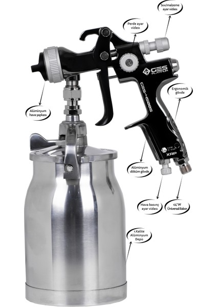 Platınum 4500S (2.5mm) Alttan Depolu Xrp Profesyonel Boya Tabancası indirimleri