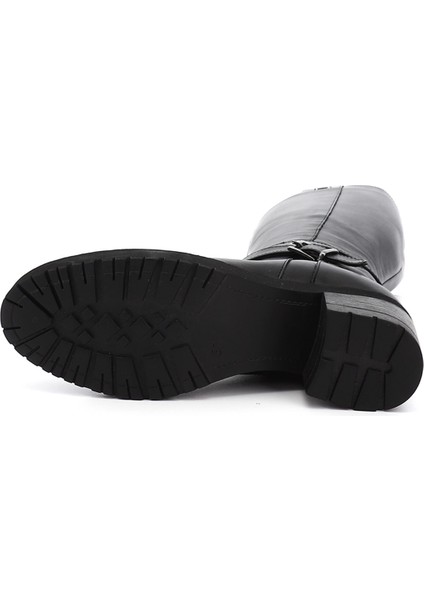 Kadın Siyah Fermuarlı Kalın Topuklu Hakiki Deri Çizme indirimleri