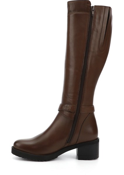 Kadın Kahve Antik Fermuarlı Kalın Topuklu Hakiki Deri Çizme fırsatları