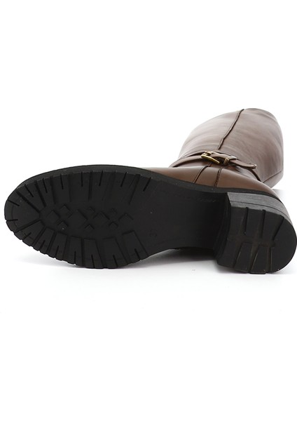 Kadın Kahve Antik Fermuarlı Kalın Topuklu Hakiki Deri Çizme indirimleri