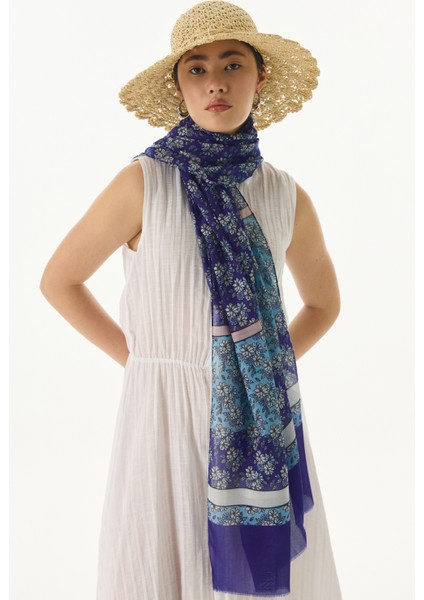 Daisy Çiçek Desen Morcivert Pamuklu Şal fiyatları