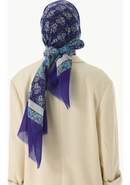 Daisy Çiçek Desen Morcivert Pamuklu Şal