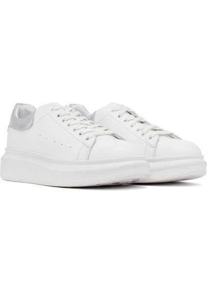 Kadın Beyaz Bağcıklı Kalın Tabanlı Deri Sneaker 25AFD220518 modelleri
