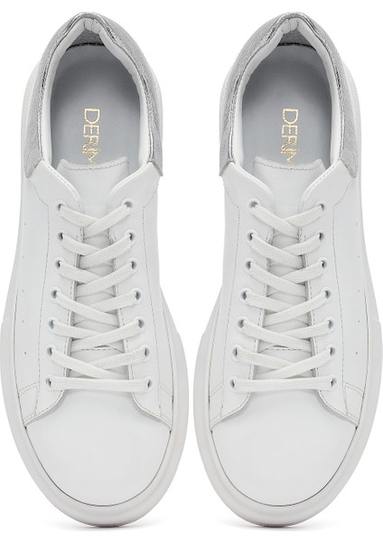 Kadın Beyaz Bağcıklı Kalın Tabanlı Deri Sneaker 25AFD220518