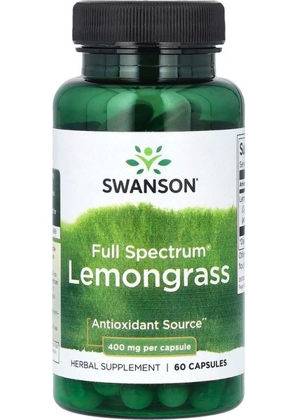 Full Spectrum Lemongrass, 400 Mg, 60 Capsules