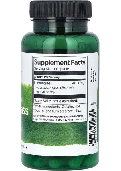 Full Spectrum Lemongrass, 400 Mg, 60 Capsules fiyatları