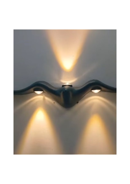 Duvar Tipi LED Aplik, Martı Model, 12 W 3000K Iç ve Dış Mekan Siyah Kasa 220 V ENERJİ