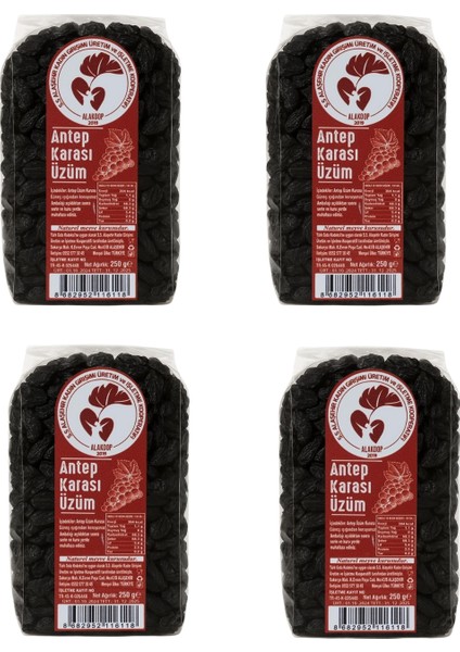 Antep Karası(Çekirdekli) Siyah Kuru Üzüm 250 gr Dört Adet