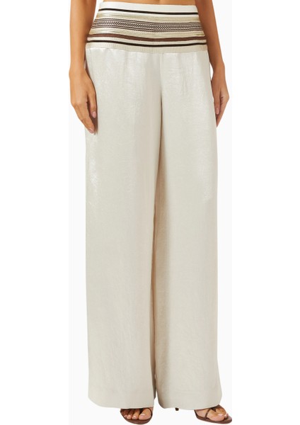 Abadıa Naia Sadu Saten Pantolon, Gizli Fermuar, Off White, 100% Asetat fiyatları