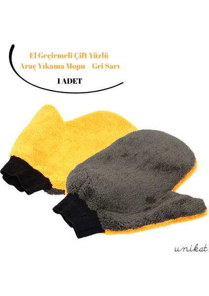 Mikrofiber El Geçirmeli Çift Yüzlü Araç Yıkama Mopu - 1ADET