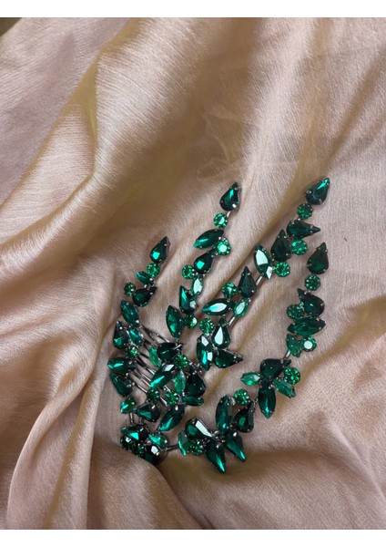 Abiye Taşlı Büyük Swarovski Gelin Nişan Toka Gelin Tacı Yaprak Desenli fiyatları