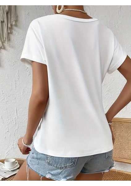 Mottisfashion Kadın Kısa Kollu Asimetrik Kesim Bel Büzgü Düğüm Detay Viskon Bluz