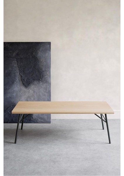 Chesil Siyah Metal Ahşap Orta Sehpa