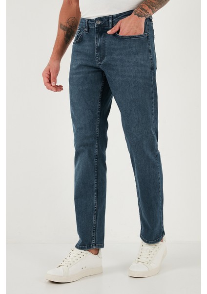 Pamuklu Comfort Fit Normal Bel Boru Paça Jeans Erkek Kot Pantolon 4412C02TEXAS modelleri