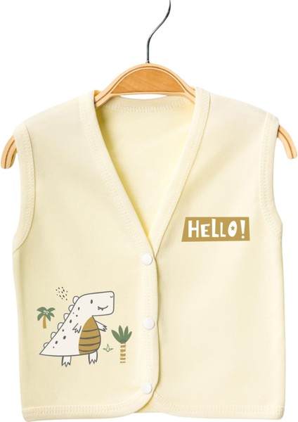 Hello Dino Baskılı Yelek Sarı