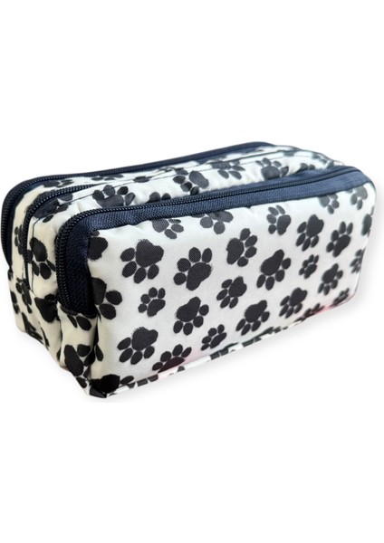 Üç Bölmeli Desenli Kalem Çantası, 8 Farklı Model, Fermuarlı, Büyük Boy