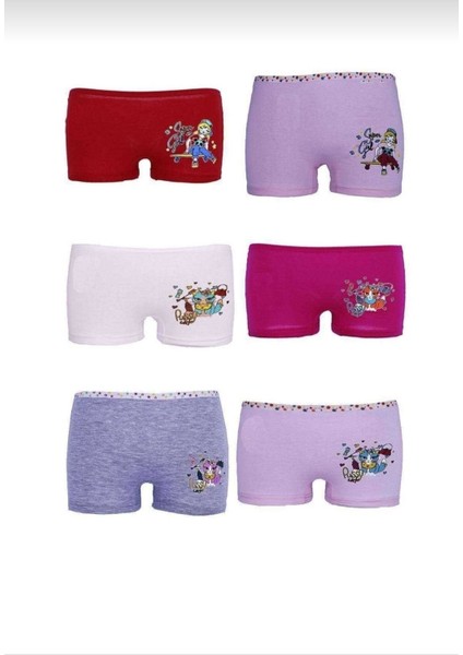 Kız Cocuk Baskılı Boxer 6 Li