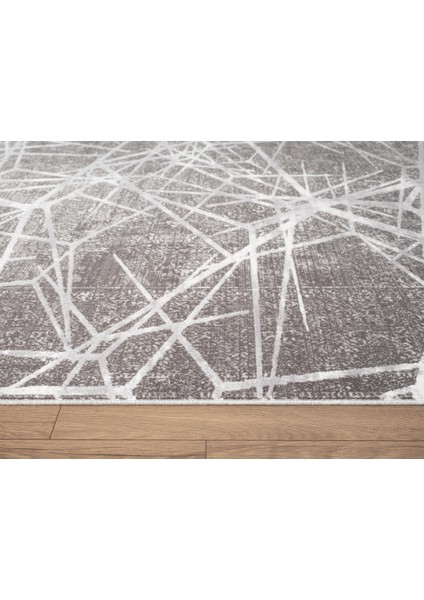 Step SE001G Gri Halı Modern Dekoratif Beyaz Çizgili Pamuk Taban Triko Akrilik Salon Mutfak Halısı modelleri