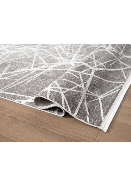 Step SE001G Gri Halı Modern Dekoratif Beyaz Çizgili Pamuk Taban Triko Akrilik Salon Mutfak Halısı fırsatları